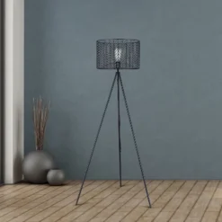 61" Ingrid Black Cage Shade Metal Tripod Floor Lamp - River Of Goods -Home Decor Store GUEST 01114559 1a90 492d 8796 1e1ae7d9af18