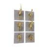 Set Of 6 Polystone Safari Animals Wall Decors Gold - Olivia & May