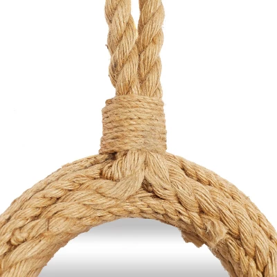 Jute Wall Mirror With Rope Accents Set Of 3 Brown - Olivia & May 8 Jute Wall Mirror With Rope Accents Set Of 3 Brown - Olivia & May - Image 6