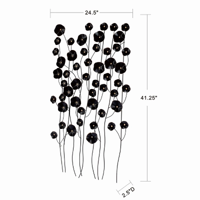 LuxenHome Black With Gold Flowers Abstract Metal Wall Art 10 LuxenHome Black With Gold Flowers Abstract Metal Wall Art - Image 8