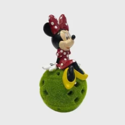 Disney 10" Stone Minnie Mouse Sitting On Flocked Ball Garden Statue