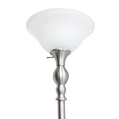1 Light Torchiere Floor Lamp With Marbleized Glass Shade Brushed Nickel - Elegant Designs 5 1 Light Torchiere Floor Lamp With Marbleized Glass Shade Brushed Nickel - Elegant Designs - Image 3