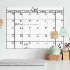 Basics Dry Erase Calendar Peel And Stick Giant Wall Decal Black - RoomMates