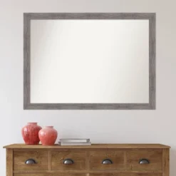 42" X 31" Non-Beveled Pinstripe Plank Gray Narrow Wall Mirror - Amanti Art -Home Decor Store GUEST 0c4ebf9c beb0 4424 aab1 08caf1599901