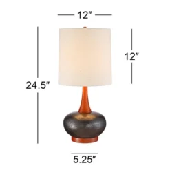 360 Lighting Andi Modern Mid Century Table Lamps 24 1/2" High Set Of 2 Hammered Brown Ceramic Red Oak Off White Shade For Bedroom Living Room Desk 11 360 Lighting Andi Modern Mid Century Table Lamps 24 1/2" High Set Of 2 Hammered Brown Ceramic Red Oak Off White Shade For Bedroom Living Room Desk -Home Decor Store GUEST 0e090999 2666 47f8 ae2a 475cc0529a0c