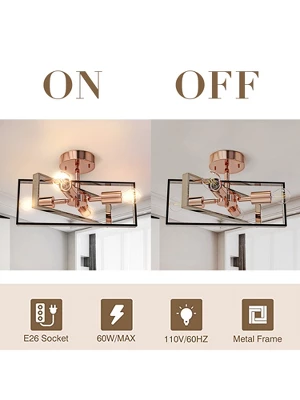Nextop 15 Inch 4-Light Rose Gold Semi Flush Mount Ceiling Light 4 Nextop 15 Inch 4-Light Rose Gold Semi Flush Mount Ceiling Light - Image 2
