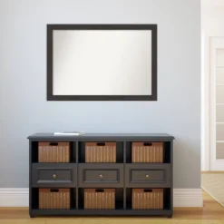 40" X 28" Non-Beveled Rustic Plank Espresso Narrow Wall Mirror - Amanti Art -Home Decor Store GUEST 0f93ab61 19d1 4cb8 b21b 0fa0ea61f56d