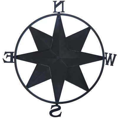 Metal Compass Distressed Wall Decor With Cream Accent Blue - Olivia & May 5 Metal Compass Distressed Wall Decor With Cream Accent Blue - Olivia & May - Image 3