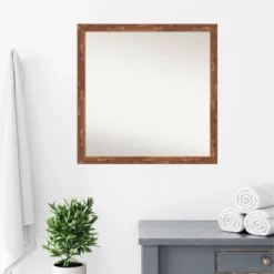 29" X 29" Non-Beveled Fresco Wood Bathroom Wall Mirror Light Pecan Brown - Amanti Art -Home Decor Store GUEST 12b14ea1 b323 4e16 8b11 29cec1e16995