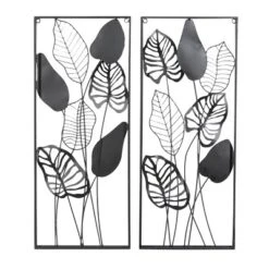 Set Of 2 Metal Leaf Tall Cut-Out Wall Decors With Intricate Laser Cut Designs Black - Olivia & May -Home Decor Store GUEST 12d26075 2f7b 4d88 b1ec ef50df67d1fc