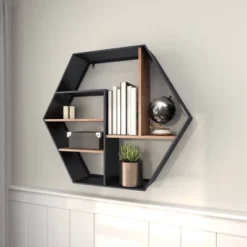 Industrial Wood Wall Shelf Black - Olivia & May -Home Decor Store GUEST 13fd8fb0 e604 4163 9780 df94e90f5209