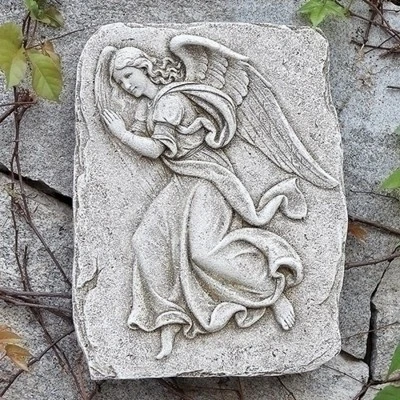 Roman 15" Gray Right Facing Angel Outdoor Garden Wall Plaque 3 Roman 15" Gray Right Facing Angel Outdoor Garden Wall Plaque