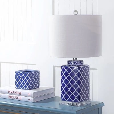23" Clarke Chinoiserie Table Lamp (Includes LED Light Bulb) Blue - JONATHAN Y 4 23" Clarke Chinoiserie Table Lamp (Includes LED Light Bulb) Blue - JONATHAN Y - Image 2