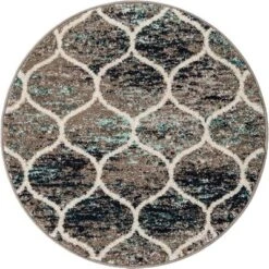 Unique Loom Trellis Frieze Rounded Area Rug