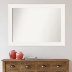 44" X 33" Non-Beveled Ridge White Wall Mirror - Amanti Art -Home Decor Store GUEST 1e5f1061 4408 414b 9229 a542b390ba59