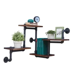 44.5" X 27.6" Tiered Horizontal Industrial Pipe Wall Shelf Brown/Black - Danya B. 11 44.5" X 27.6" Tiered Horizontal Industrial Pipe Wall Shelf Brown/Black - Danya B. -Home Decor Store GUEST 1f15fc8c e195 4230 806c 295a0b062846