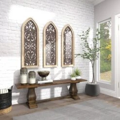 Metal Abstract Carved Design Wall Decor With Arched Frame Brown - Olivia & May -Home Decor Store GUEST 2128f68b 05a8 47f7 94d1 bc61b9a5642c