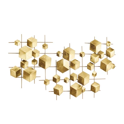 Metal Geometric 3D Cube Relief Wall Decor Gold - CosmoLiving By Cosmopolitan 5 Metal Geometric 3D Cube Relief Wall Decor Gold - CosmoLiving By Cosmopolitan - Image 3