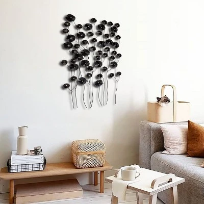 LuxenHome Black With Gold Flowers Abstract Metal Wall Art 3 LuxenHome Black With Gold Flowers Abstract Metal Wall Art