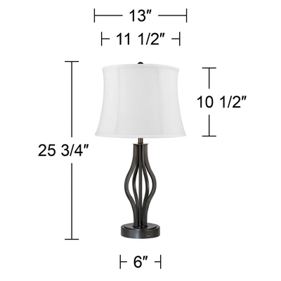 360 Lighting Heather Modern Industrial Table Lamps 25 3/4" High Set Of 2 Dark Iron With USB Charging Port White Softback Drum Shade For Bedroom Desk 7 360 Lighting Heather Modern Industrial Table Lamps 25 3/4" High Set Of 2 Dark Iron With USB Charging Port White Softback Drum Shade For Bedroom Desk - Image 5