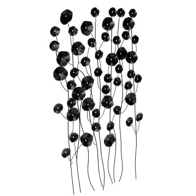 LuxenHome Black With Gold Flowers Abstract Metal Wall Art 9 LuxenHome Black With Gold Flowers Abstract Metal Wall Art - Image 7