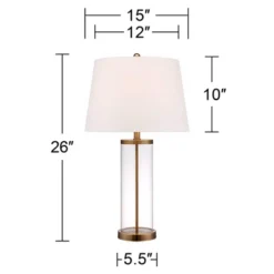 360 Lighting 26" High Cylinder Country Cottage Table Lamps Set Of 2 Fillable Clear Gold Finish Glass Metal White Shade Living Room Bedroom Bedside -Home Decor Store GUEST 24e071a0 26bb 43c1 9469 322a5eb67b27