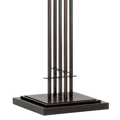 Franklin Iron Works Metro Mission Rustic Torchiere Floor Lamp With Side Lights 71" Tall Bronze Champagne Glass For Living Room Reading Bedroom Office 5 Franklin Iron Works Metro Mission Rustic Torchiere Floor Lamp With Side Lights 71" Tall Bronze Champagne Glass For Living Room Reading Bedroom Office - Image 3