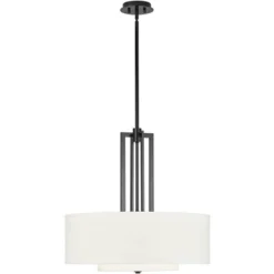 Possini Euro Design Sundry Semi Gloss Black Drum Pendant Chandelier 24" Wide Modern Double Shade 4-Light Fixture For Dining Room Foyer Kitchen Island -Home Decor Store GUEST 27e81486 f3db 4192 b64a d18fef770ca4