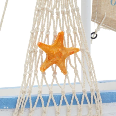 Juvale Enjoy It Wooden Sailboat Model With Flag, Net, Starfish, And Floating Tube For Nautical Home And Bathroom Boat Decor, Shelf, 13x8x3 In 7 Juvale Enjoy It Wooden Sailboat Model With Flag, Net, Starfish, And Floating Tube For Nautical Home And Bathroom Boat Decor, Shelf, 13x8x3 In - Image 5