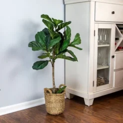 30" X 16" Artificial Fig In Basket With Handles - LCG Florals