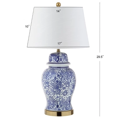 29.5" Ceramic Ellis Table Lamp (Includes LED Light Bulb) Blue - JONATHAN Y 5 29.5" Ceramic Ellis Table Lamp (Includes LED Light Bulb) Blue - JONATHAN Y - Image 3