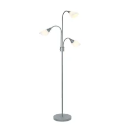 70.25" 3-Light Floor Lamp With White Shades Silver - Cresswell Lighting