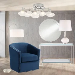 360 Lighting Cora Modern Arc Floor Lamp Standing 72" Tall Brushed Nickel Metal White Linen Drum Shade For Living Room Reading Bedroom Office House -Home Decor Store GUEST 2cb59366 20a6 4fa2 94b2 b3cfeb8383f4