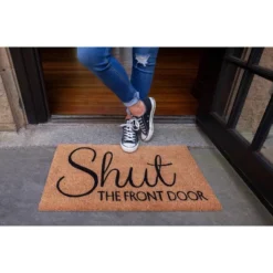 1'4" X 2'4" Shut The Front Door Indoor/Outdoor Coir Doormat Black/Brown - Entryways -Home Decor Store GUEST 2e890d8c 0d99 44c4 9036 f5ed4227216e