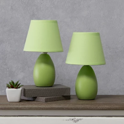 9.45" 2pk Petite Ceramic Oblong Bedside Table Desk Lamps With Matching Tapered Drum Shade Green - Creekwood Home 11 9.45" 2pk Petite Ceramic Oblong Bedside Table Desk Lamps With Matching Tapered Drum Shade Green - Creekwood Home - Image 9