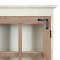 30" X 6.5" X 28" Hutchins Decorative Farmhouse Wood Wall Cabinet White/Brown - Kate & Laurel All Things Decor -Home Decor Store GUEST 33a2ecd9 d98d 47a9 8018 4feef59526d3