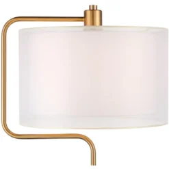 Possini Euro Design Carlyle Modern Mid Century Desk Lamp 30 1/2" Tall Gold With USB And AC Power Outlet In Base Double Drum Shades For Living Room -Home Decor Store GUEST 36006d1f 83d7 446c afd0 243d96b800f8