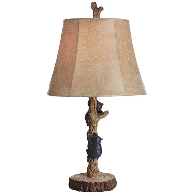 John Timberland Climbing Bears Rustic Accent Table Lamps 22 1/2" High Set Of 2 Brown Faux Wood With USB Charging Port Faux Leather Shade For Desk 10 John Timberland Climbing Bears Rustic Accent Table Lamps 22 1/2" High Set Of 2 Brown Faux Wood With USB Charging Port Faux Leather Shade For Desk - Image 8