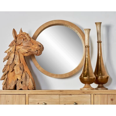 Contemporary Wood Wall Mirror Brown - Olivia & May 3 Contemporary Wood Wall Mirror Brown - Olivia & May