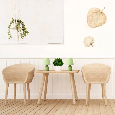 9.45" 2pk Petite Ceramic Oblong Bedside Table Desk Lamps With Matching Tapered Drum Shade Green - Creekwood Home 10 9.45" 2pk Petite Ceramic Oblong Bedside Table Desk Lamps With Matching Tapered Drum Shade Green - Creekwood Home - Image 8