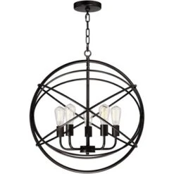 Franklin Iron Works Ellery Bronze Orb Foyer Pendant Chandelier 24 3/4" Wide Modern 5-Light LED Fixture For Dining Room House Kitchen Island Entryway -Home Decor Store GUEST 3b342da3 b0d9 4d92 8ff2 5543c954414e
