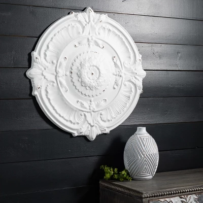 Sullivans Brushed White Wall Medallions Set Of 2, 39"H & 25"H White 4 Sullivans Brushed White Wall Medallions Set Of 2, 39"H & 25"H White - Image 2