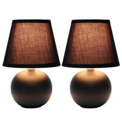 8.66" 2pk Petite Ceramic Orb Base Bedside Table Lamps With Matching Tapered Drum Shade Black - Creekwood Home -Home Decor Store GUEST 3be04f00 44da 4b19 abae 60c66538a34d