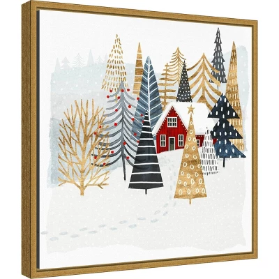 16" X 16" Christmas Chalet I Tree By Victoria Borges Framed Canvas Wall Art - Amanti Art 3 16" X 16" Christmas Chalet I Tree By Victoria Borges Framed Canvas Wall Art - Amanti Art
