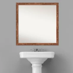 29" X 29" Non-Beveled Fresco Wood Bathroom Wall Mirror Light Pecan Brown - Amanti Art -Home Decor Store GUEST 3d8cf90e 079c 468b bb15 6907770a0740