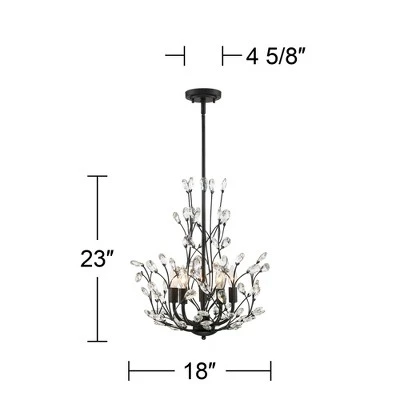 Regency Hill Aurine Matte Black Pendant Chandelier 18" Wide Modern Clear Crystal Glass Leaf 5-Light Fixture For Dining Room Foyer House Kitchen Island 8 Regency Hill Aurine Matte Black Pendant Chandelier 18" Wide Modern Clear Crystal Glass Leaf 5-Light Fixture For Dining Room Foyer House Kitchen Island - Image 6