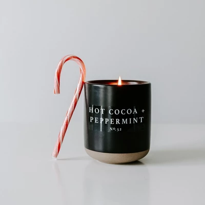 Sweet Water Decor Hot Cocoa & Peppermint 12oz Black Stoneware Candle 3 Sweet Water Decor Hot Cocoa & Peppermint 12oz Black Stoneware Candle