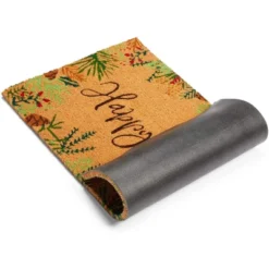 Okuna Outpost Happy Holidays Coco Coir Non Slip Christmas Doormat For Outdoor Entrance, Christmas Decor, 17 X 30 In -Home Decor Store GUEST 3edd4bdd b7a2 437d bdee f290fd276ff3