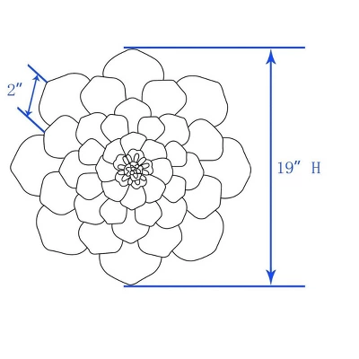LuxenHome Green, Gold, And White Metal Flower Wall Decor 4 LuxenHome Green, Gold, And White Metal Flower Wall Decor - Image 2