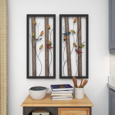 Set Of 2 Metal Bird Wall Decors With Real Wood Detailing Black - Olivia & May 14 Set Of 2 Metal Bird Wall Decors With Real Wood Detailing Black - Olivia & May - Image 12